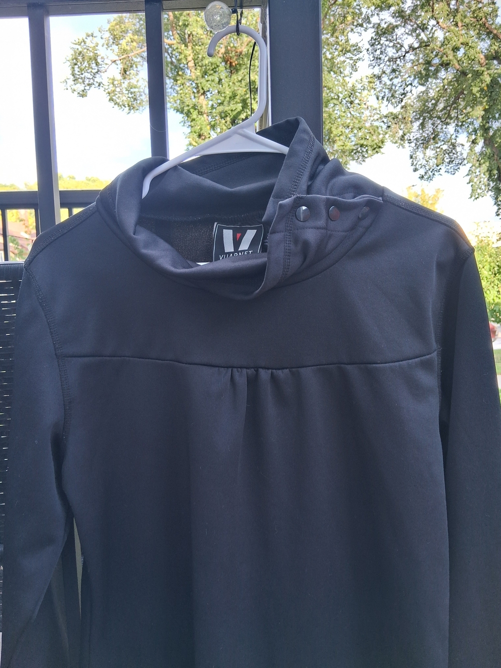 Vuarnet France Black High Neck Snap Athleisure Pullover Top -SIze XL - Picture 4 of 5